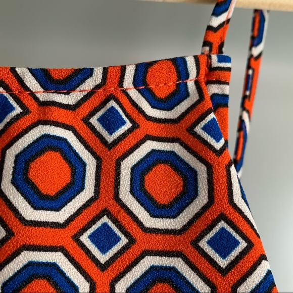 F21 Red Print Tie Back Crop Halter - Picture 5 of 7